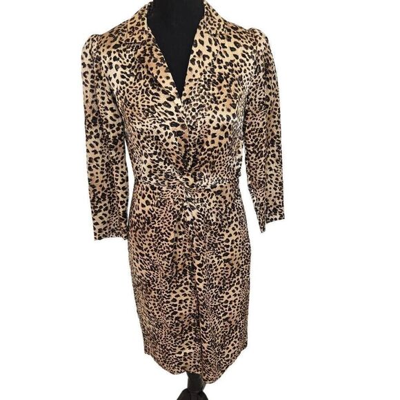 Rebecca Taylor Womens Silk Lynx Animal Print Dress Size 0 - Picture 1 of 16